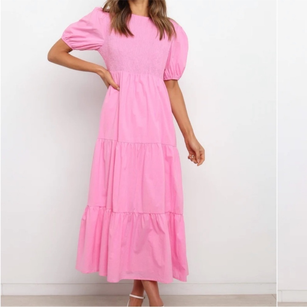 Petal & Pup Tiered Linen Maxi Dress Pink size 4 - Picture 8 of 8